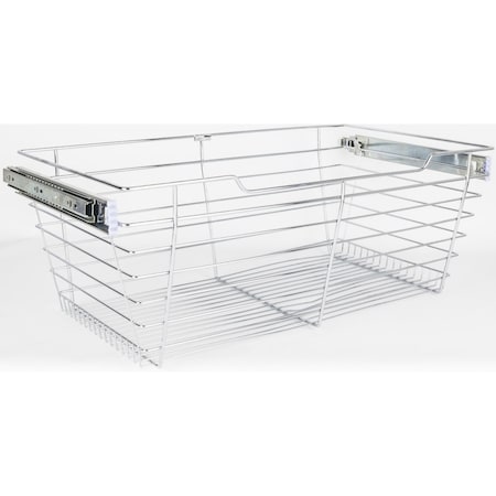 Hardware Resources Chrome Closet Pullout Basket with Slides 16"Dx29"Wx11"H POB1-162911CH